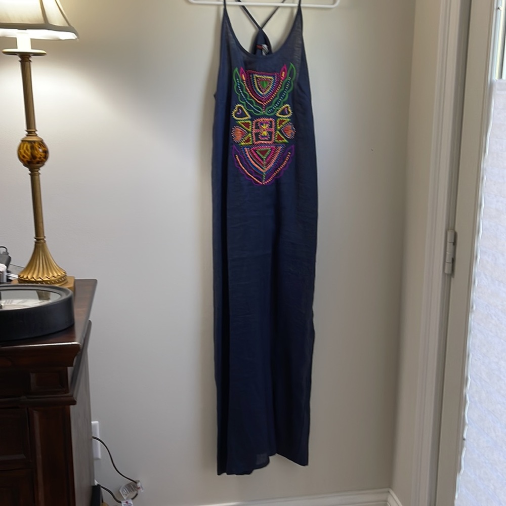 Navy linen tank dress